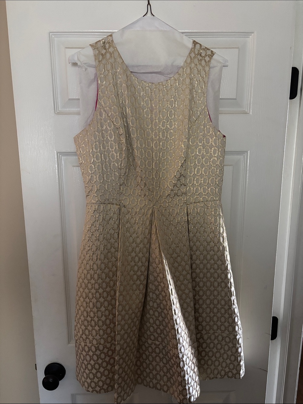 Eliza J Sleeveless Gold Brocade Fit & Flare Dress size 12